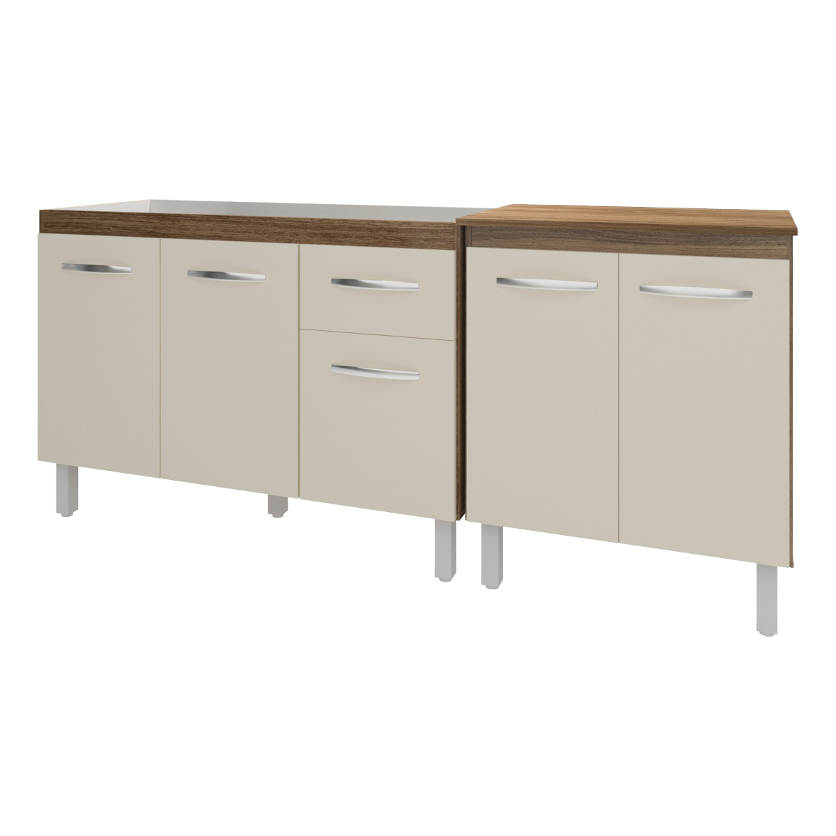 Armário Cozinha Gabinete Pia de 120 cm Aline e Balcão Jane para Forno Elétrico ou Microondas Savana Off White 