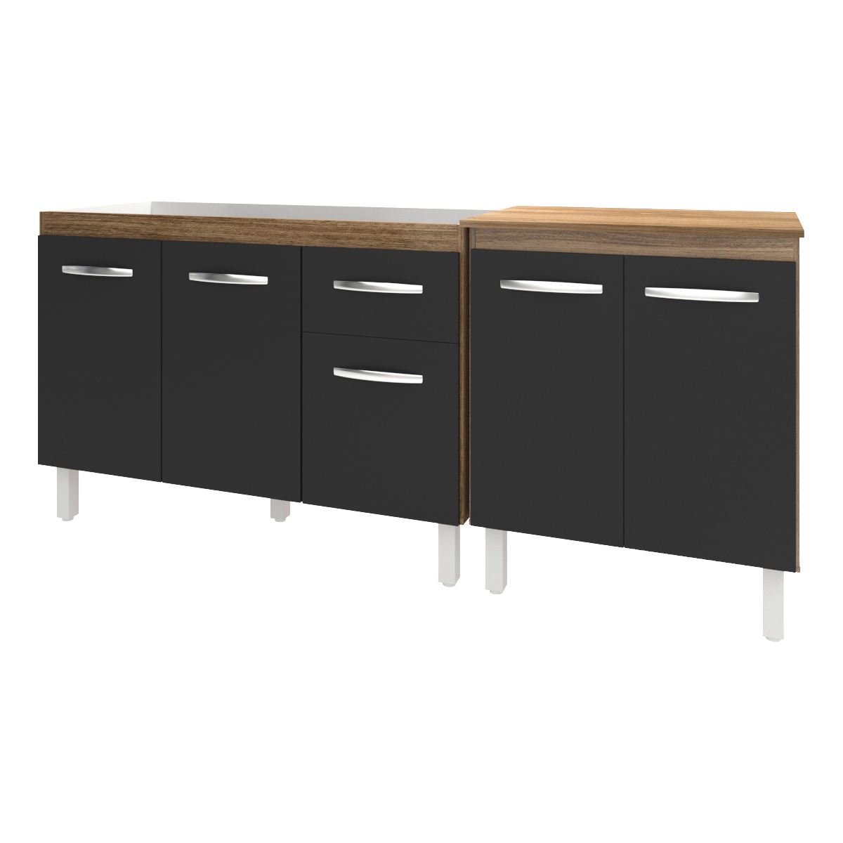 Armário Cozinha Gabinete Pia de 120 cm Aline e Balcão Jane para Forno Elétrico ou Microondas Savana Preto 