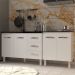 Armário Cozinha Gabinete Pia de 120 cm Bruna e Balcão Fran para Cooktop 4 Bocas Branco 