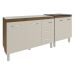 Armário Cozinha Gabinete Pia de 120 cm Bruna e Balcão Fran para Cooktop 4 Bocas Savana Off White 