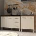 Armário Cozinha Gabinete Pia de 120 cm Bruna e Balcão Fran para Cooktop 4 Bocas Savana Off White 