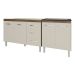 Armário Cozinha Gabinete Pia de 120 cm Bruna e Balcão Fran para Cooktop 4 Bocas Savana Off White 