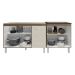 Armário Cozinha Gabinete Pia de 120 cm Bruna e Balcão Fran para Cooktop 4 Bocas Savana Off White 