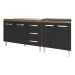Armário Cozinha Gabinete Pia de 120 cm Bruna e Balcão Fran para Cooktop 4 Bocas Savana Preto 
