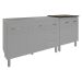 Armário Cozinha Gabinete Pia de 120 cm Bruna e Balcão Fran para Cooktop 5 Bocas Branco 