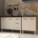 Armário Cozinha Gabinete Pia de 120 cm Bruna e Balcão Fran para Cooktop 5 Bocas Savana Off White 