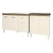 Armário Cozinha Gabinete Pia de 120 cm Bruna e Balcão Fran para Cooktop 5 Bocas Savana Off White 