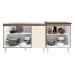 Armário Cozinha Gabinete Pia de 120 cm Bruna e Balcão Fran para Cooktop 5 Bocas Savana Off White 