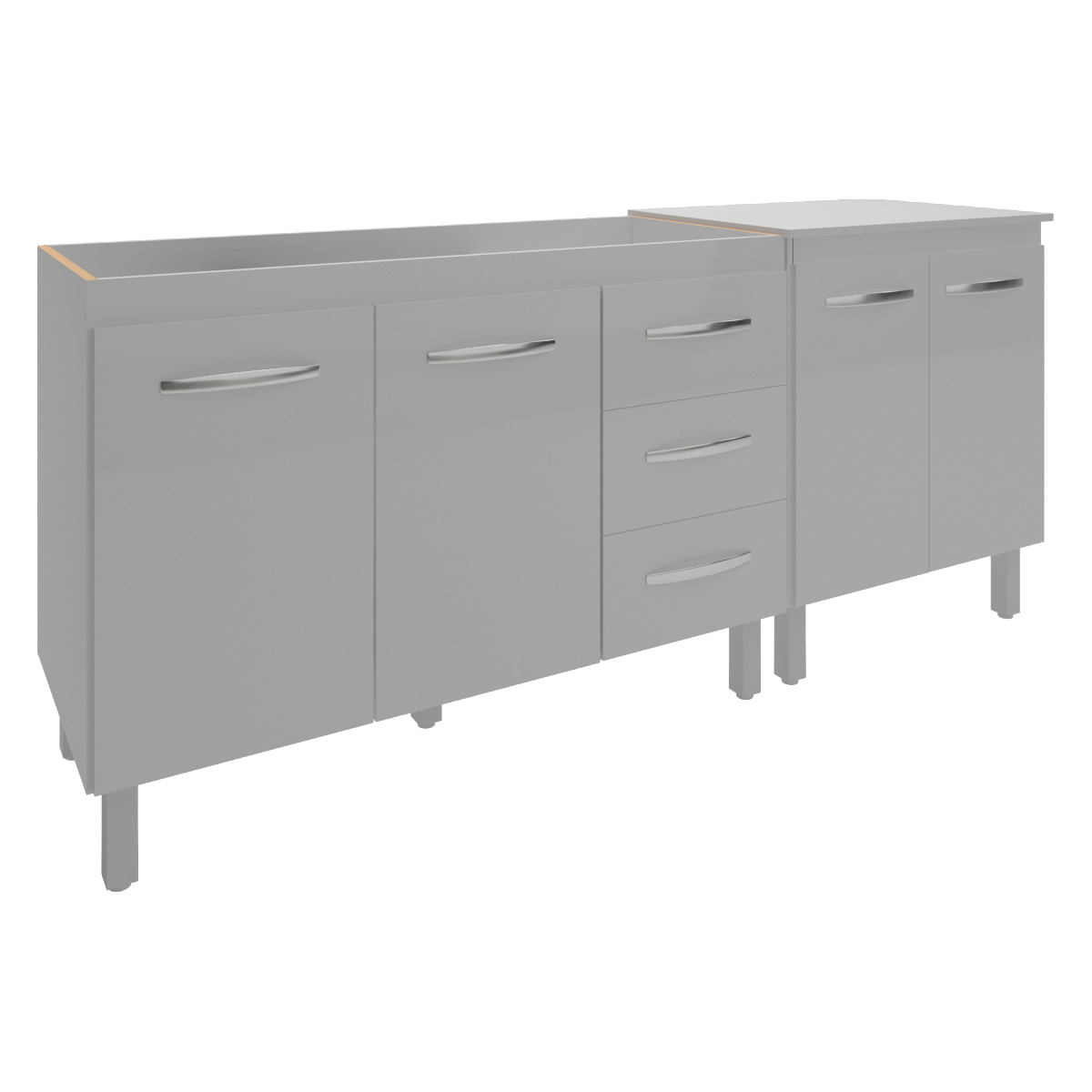 Armário Cozinha Gabinete Pia de 120 cm Bruna e Balcão Jane para Forno Elétrico ou Microondas Branco 