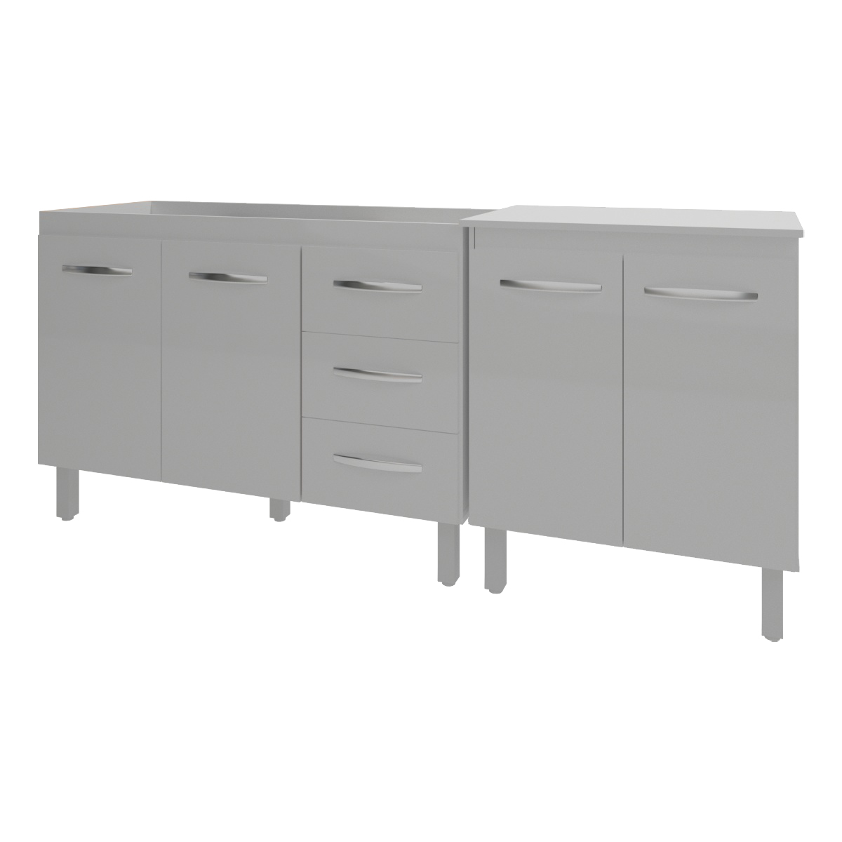 Armário Cozinha Gabinete Pia de 120 cm Bruna e Balcão Jane para Forno Elétrico ou Microondas Branco 