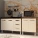 Armário Cozinha Gabinete Pia de 120 cm Bruna e Balcão Jane para Forno Elétrico ou Microondas Savana Off White 