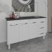 Armário Deise Cozinha Gabinete de Pia 150 cm Branco e Tampo Tampão 150 cm Mobília Decor Preto 