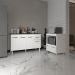 Armário Gabinete Camila 138 cm com Tampo Tampão e Balcão Amanda para Forno e Microondas Branco e Preto 