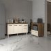 Armário Gabinete Camila 138 cm com Tampo Tampão e Balcão Amanda para Forno e Microondas Savana e Off White 