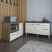 Balcão Armário Camila Cozinha Gabinete de Pia 140 cm e Balcão para Forno Elétrico e Microondas Lilian Savana Off White 
