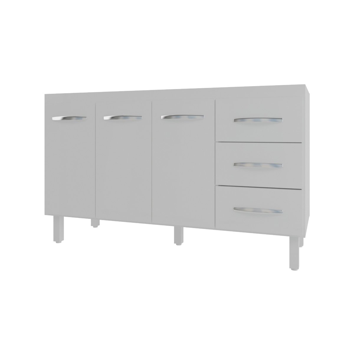 Balcão Armário Cozinha Gabinete Pia de 140 cm Carine com 3 Portas e 3 Gavetas Branco 
