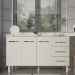 Balcão Armário Cozinha Gabinete Pia de 140 cm Carine com 3 Portas e 3 Gavetas Branco 