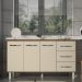 Balcão Armário Cozinha Gabinete Pia de 140 cm Carine com 3 Portas e 3 Gavetas Savana Off White 