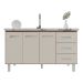 Balcão Armário Cozinha Gabinete Pia de 140 cm Carine com 3 Portas e 3 Gavetas Savana Off White 