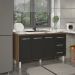 Balcão Armário Cozinha Gabinete Pia de 140 cm Carine com 3 Portas e 3 Gavetas Savana Preto 