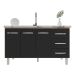 Balcão Armário Cozinha Gabinete Pia de 140 cm Carine com 3 Portas e 3 Gavetas Savana Preto 