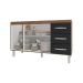 Balcão Armário Cozinha Gabinete Pia de 140 cm Carine com 3 Portas e 3 Gavetas Savana Preto 