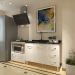 Balcão Armário Cozinha Gabinete de Pia 120 cm Bruna e Balcão para Fogão Cooktop 4 Bocas e Forno Evelyn Branco 