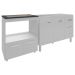 Balcão Armário Cozinha Gabinete de Pia 120 cm Bruna e Balcão para Fogão Cooktop 4 Bocas e Forno Evelyn Branco 