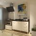 Balcão Armário Cozinha Gabinete de Pia 120 cm Bruna e Balcão para Fogão Cooktop 4 Bocas e Forno Evelyn Savana Off White 