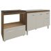 Balcão Armário Cozinha Gabinete de Pia 120 cm Bruna e Balcão para Fogão Cooktop 4 Bocas e Forno Evelyn Savana Off White 
