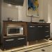 Balcão Armário Cozinha Gabinete de Pia 120 cm Bruna e Balcão para Fogão Cooktop 4 Bocas e Forno Evelyn Savana Preto 