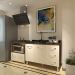 Balcão Armário Cozinha Gabinete de Pia 120 cm Bruna e Balcão para Fogão Cooktop 5 Bocas e Forno Evelyn Savana Off White 