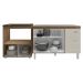 Balcão Armário Cozinha Gabinete de Pia 120 cm Bruna e Balcão para Fogão Cooktop 5 Bocas e Forno Evelyn Savana Off White 