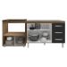 Balcão Armário Cozinha Gabinete de Pia 120 cm Bruna e Balcão para Fogão Cooktop 5 Bocas e Forno Evelyn Savana Preto 