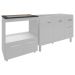 Balcão Armário Cozinha Gabinete de Pia 120 cm Bruna e Balcão para Fogão Cooktop 5 e Forno Bocas Evelyn Branco 