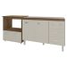 Balcão Armário Cozinha Gabinete de Pia 120 cm Bruna e Balcão para Microondas e Forno Elétrico Amanda Savana Off White 