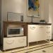 Balcão Armário Cozinha Gabinete de Pia 120 cm Bruna e Balcão para Microondas e Forno Elétrico Amanda Savana Off White 