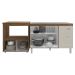Balcão Armário Cozinha Gabinete de Pia 120 cm Bruna e Balcão para Microondas e Forno Elétrico Amanda Savana Off White 