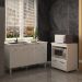 Balcão Armário Cozinha Gabinete de Pia 140 cm Camila e Balcão Amanda Para Microondas e Forno Elétrico Branco 