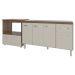 Balcão Armário Cozinha Gabinete de Pia 140 cm Camila e Balcão Amanda Para Microondas e Forno Elétrico Savana Off White 