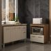 Balcão Armário Cozinha Gabinete de Pia 140 cm Camila e Balcão Amanda Para Microondas e Forno Elétrico Savana Off White 