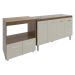 Balcão Armário Cozinha Gabinete de Pia 140 cm Camila e Balcão Amanda Para Microondas e Forno Elétrico Savana Off White 