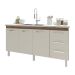 Balcão Armário Cozinha Gabinete para Pia 148 cm 3 Gavetas e 3 Portas Deise Savana Off White 