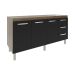 Balcão Armário Cozinha Gabinete para Pia 148 cm 3 Gavetas e 3 Portas Deise Savana Preto 