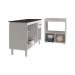 Balcão Armário Gabinete Aline 118 cm Branco com Tampo Preto e Balcão Amanda para Forno e Microondas Branco 