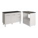 Balcão Armário Gabinete Aline 118 cm Branco com Tampo Preto e Balcão Evelyn para Cooktop 4 Bocas Branco 
