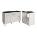 Balcão Armário Gabinete Aline 118 cm Branco com Tampo Preto e Balcão Evelyn para Cooktop 5 Bocas Branco 