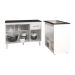 Balcão Armário Gabinete Aline 118 cm Branco com Tampo Preto e Balcão Evelyn para Cooktop 5 Bocas Branco 