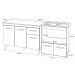 Balcão Armário Gabinete Aline 118 cm Branco com Tampo Preto e Balcão Evelyn para Cooktop 5 Bocas Branco 