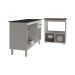 Balcão Armário Gabinete Aline 118 cm Branco com Tampo Preto e Balcão Evelyn para Cooktop 5 Bocas Branco 